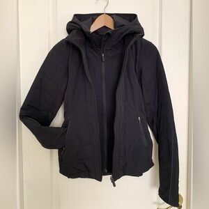 Lululemon, Another Mile Jacket Insulated w/ detachable hood/vest, Black, Size 4